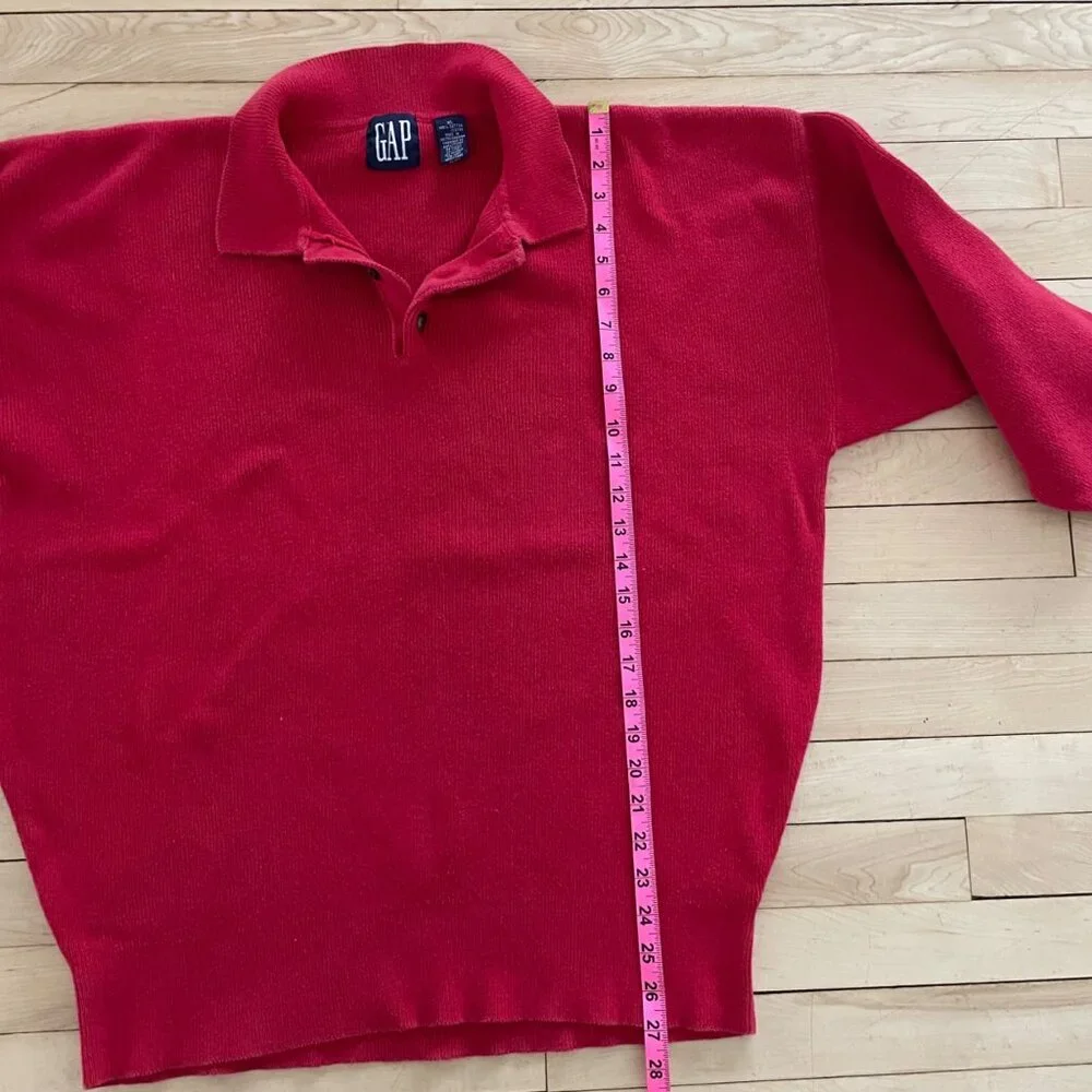 Vintage GAP Red Cotton Knit Sweater Men XL Rugby Polo Streetwear Preppy Heritage - Picture 9 of 12